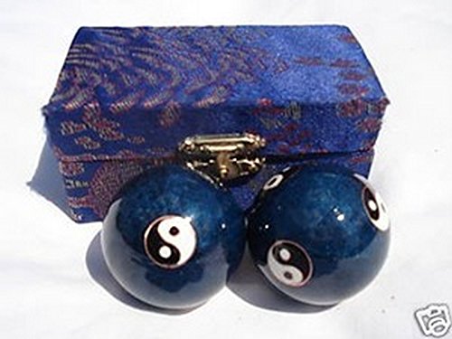 JapanBargain, Set of 2 Chinese Baoding Balls Hand Exercise Therapy Balls Stress Reliefe Balls, (Blue) - color: Blue