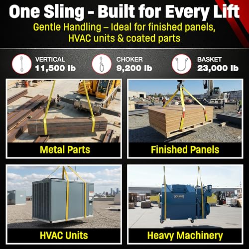 DD Sling 4 Inch x 10 Foot Nylon Lifting Sling – USA Made, 11,500 lb Vertical, 9,200 lb Choker, 23,000 lb Basket – 2-Ply Heavy Duty 900 Webbing, Type 3 Flat Eye & Eye Rigging Sling - size: 4"x10'