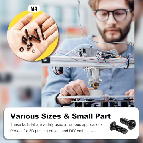 Kadrick 595Pcs M4 Screw Assortment,Machine Screws with Nuts Washers, Grade 10.9 Alloy Steel Hex Socket Button Head Black M4 Bolts Kit,Lenth Form 6mm-30mm - size: M4 600Pcs 6-30mm