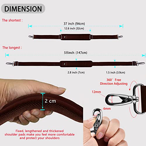 ZINZ Shoulder Strap 58" Ultra-Thick Fixed Padded and Adjustable Buckles Crossbody Strap for Briefcase Laptop Bag Luggage - color: Brown