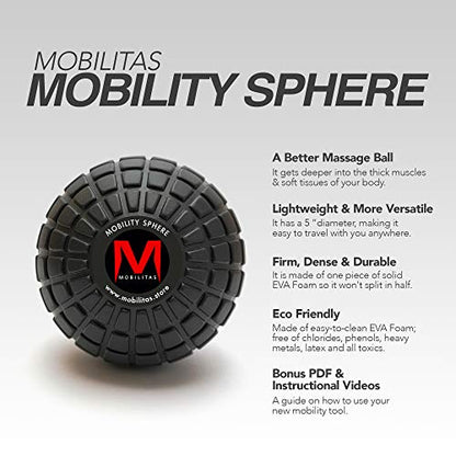 Mobility Sphere - 5 Inch Large Massage Ball Roller, Myofascial Release Ball & Psoas Release Tool - Trigger Point Massage Tool, Foam Roller Mobility for Muscle Recovery