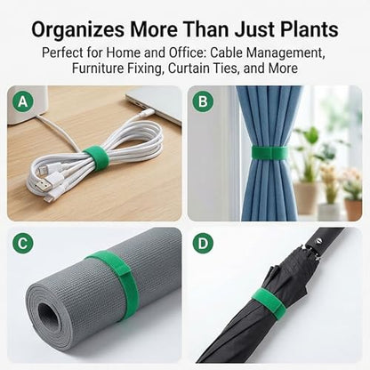32.8ft Garden Plant Ties, Reusable Green Nylon Plant Tape for Climbing Plants, Tomato Vines & Flower Support, Adjustable Hook and Loop Garden Straps for Trellis & Wall Fixing - size: 1 Pack 32.8 Feet
