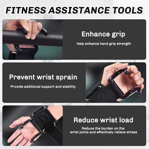 Weight Lifting Hooks, 1 Pair Lifting Hooks for Weight Lifting, 330 LB Heavy Duty Gym Lifting Wrist Strap Hook for Deadlifts, Pull-Ups, Strength Training 0.4inch Grip Weightlifting Hooks for Teen