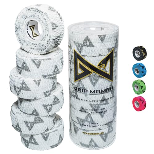 GRIP MAMBA Elastic Athletic Finger Tape, 1”Wide w/Premium Adhesive, Protects Hand Thumb Fingers Enhances Grip, Sleeve Blister Wrap for Sports, Golf, Tennis, Basketball, Pickleball (White, 3 Rolls) - color: White, size: 3 ROLL