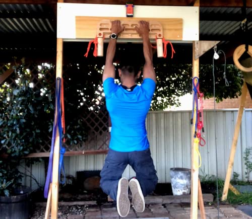 AU Wooden Hangboard Climbing Wildwood 2001 with Pull Up Hand Grips | Rock Climbing | Bouldering Hangboard Door Frame Climbing | Fingerboard Climbing |