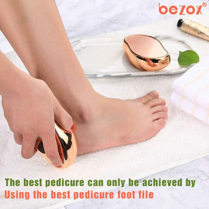 BEZOX Glass Foot File Callus Remover, Crystal Pedicure Foot Scrubber for Travel Use, Portable Handheld Sized Foot Scraper for Cracked Heel - Shinning Golden - style: Shinning Golden