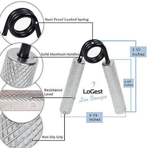 Logest Metal Hand Grip Strengthener 100LB-350LB No Slip Heavy-Duty Grip Strengthener with Gift Box, Great Wrist & Forearm Hand Exerciser, Home Gym, Hand Gripper Grip Strength Trainer - color: Silver - 100LB