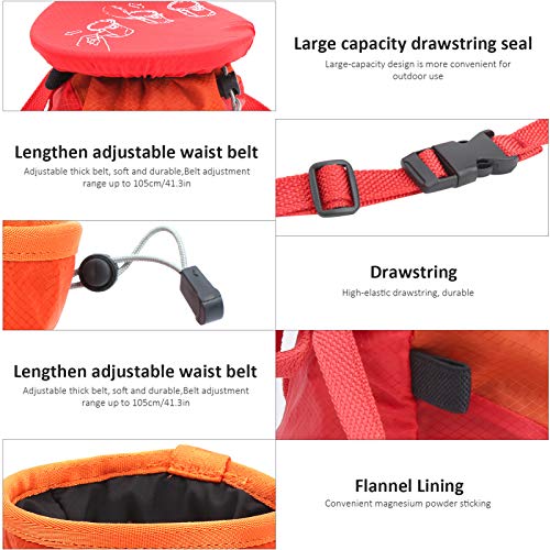 Keenso Rock Climbing Chalk Bag Drawstring Sealing Rock Brushes Support for Outdoor Mountaineering (Red) - color: Red