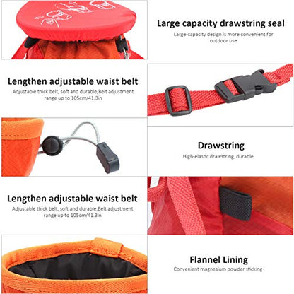 Keenso Rock Climbing Chalk Bag Drawstring Sealing Rock Brushes Support for Outdoor Mountaineering (Red) - color: Red