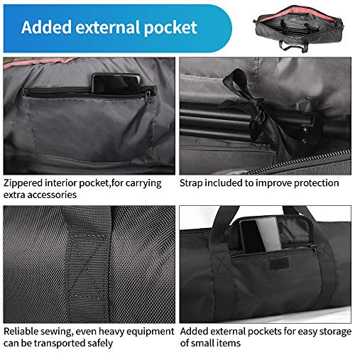 HEMMOTOP Tripod Bag, 25.6x7in Tripod Carrying Case Heavy Duty with Two Zippered Pockets, All Sides Thick Padded Light Stand Bag with Shoulder Strap and Handle for Pool Cue, Speaker Stand -R06518 - size: 25.6" L x 7" D