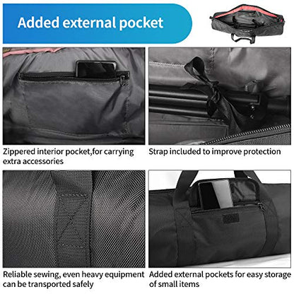 HEMMOTOP Tripod Bag, 25.6x7in Tripod Carrying Case Heavy Duty with Two Zippered Pockets, All Sides Thick Padded Light Stand Bag with Shoulder Strap and Handle for Pool Cue, Speaker Stand -R06518 - size: 25.6" L x 7" D