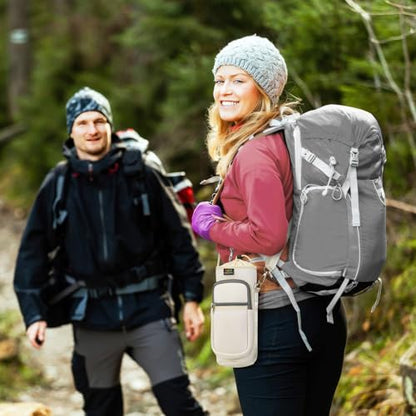 Nuovoware Water Bottle Carrier Bag, 25oz/32oz Water Bottle Holder with Strap, Adjustable Shoulder Hand Strap 2 Pocket Water Bottle Sling Bag Neoprene Sleeve for Hiking Travelling, MilkWhite - color: MilkWhite, size: 25-32 Ounces - Standard