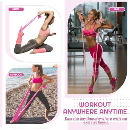 Women Fitness Exercise Equipment Trainer Set Pedal Resistance Band | Leg Arm Thigh Resistance Bands, Women Fitness Workout Equipment, Pedal Resistance Band with Handle, Yoga Pilates Body Fitness - color: Pink
