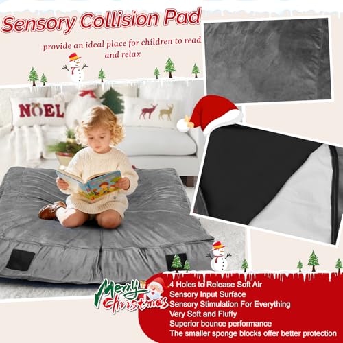 WOUDY Crash Mats for Kids Sensory, Sensory Pads for Autistic Children,Soft Foam Landing Zone, Soft, High-Density Foam Landing Zone Provides Safe Sensory, with Washable Cover - size: 4FT grey