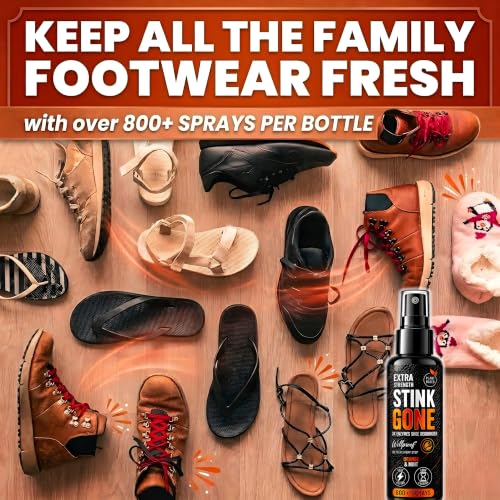 Stink Gone Shoe Deodorizer Spray - Extra Strength with Enzyme Formula for Shoe Odor Elimination in All Footwear, 3.4oz