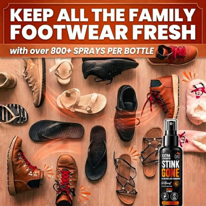 Stink Gone Shoe Deodorizer Spray - Extra Strength with Enzyme Formula for Shoe Odor Elimination in All Footwear, 3.4oz