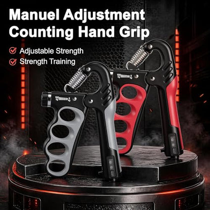 Grip Strength Trainer, Adjustable Resistance Hand Exerciser 11-220Lbs(5-100Kg), Hand Gripper Strengthener for Forearm Workout, 2 Pcs - color: Red