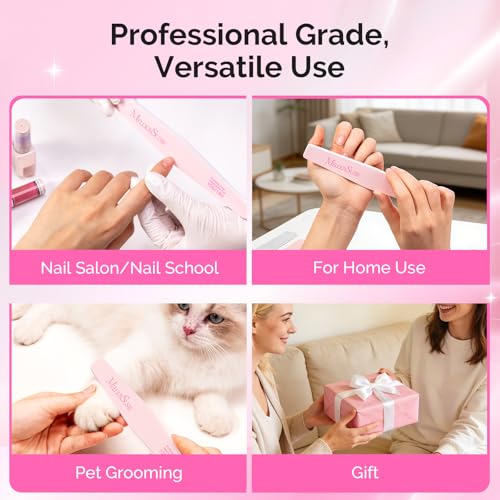 MelodySusie 6Pcs Nail Files 100/180 Grit Emery Boards Set Pink | Double Sided, Acrylic Gel Natural Nails, Professional Manicure Pedicure Shaping Tools, Home and Salon Care - size: 6Pcs Mix Shape