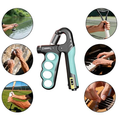 2PCS Adjustable Hand Grip Strengthener (11-220LB) - Automatic Counter Hand Wrist Forearm Exerciser, Grip Strength Trainer for Athletes, Musicians, Injury Recovery & Physical Therapy (Red)