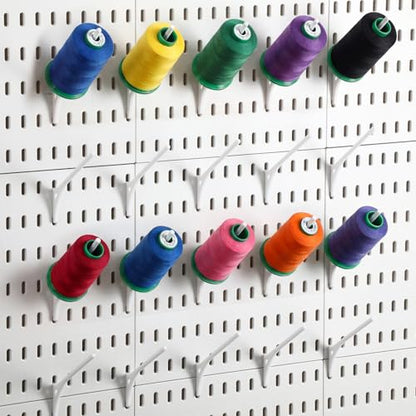 20 Pcs White Pegboard 45° Spool Hooks Compatible with IKEA Skadis Pegboard Accessories Display Hook Organizer for Craft Embroidery Sewing Thread Tape Paper Rolls - color: White