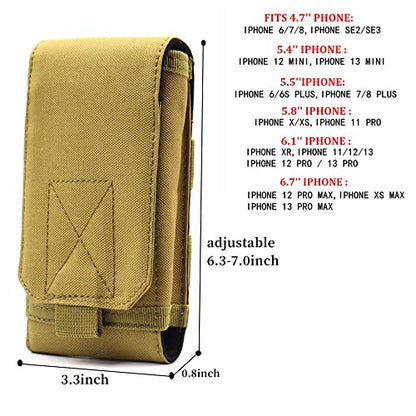 Universal Tactical MOLLE Holster Army Mobile Phone Belt Pouch EDC Security Pack Carry Accessory Kit Waist Bag Case Compatible iPhone 13 Pro X XS Max XR 7 8 6/6s Plus Samsung Galaxy S10 S9 S8 Plus - color: #D (Big)