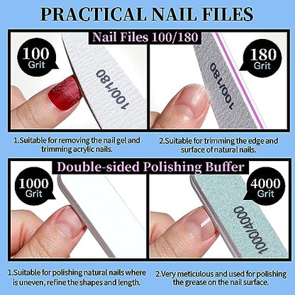 FANDAMEI Manicure Set, Nail Tools, Files 100/180, Buffer Block, Cuticle Nippers, Pusher, Peeler, Lifter for Ingrown Toenails, Toenail File, Care Kit, Blue - color: V-blue