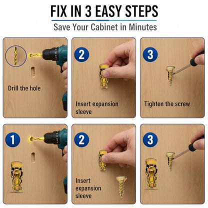Expansion Screw Anchor Set, Carbon Steel Wall Fastener Hardware Kit for Mounting Shelves, Hooks, Brackets, Frames, Home Repair and DIY Installation Projects (100pcs)