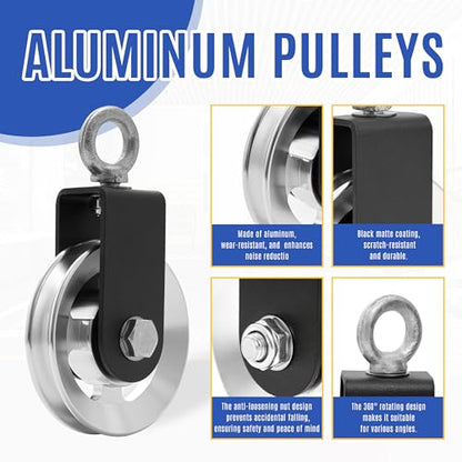 90mm Aluminum Alloy Cable Pulley Wheel for Home Gym Lat Pulldown System | Heavy-duty 600 lb capacity; sealed bearing and precision groove provide smooth, quiet tricep pushdowns, rows and workouts. - color: Silver (pack of four)