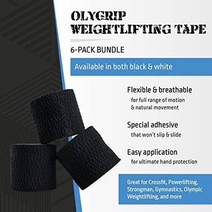 Weightlifting Tape, Stretch Sports Tape for Wrist and Hand Use, 6 Rolls, Black - color: Black