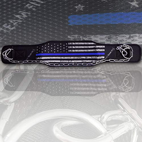 Weighted Belt with Chain, For Pullups, Dips, Weight Lifting, Powerlifting, & Cross Training - color: BlueLine