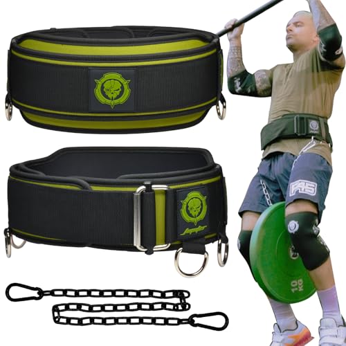 2-in-1 Weightlifting Belt & Dip Belt with Chain for Added Weight Training,Weightlifting, Squats, Deadlifts,Powerlifting for Men & Women - color: Green/Green, size: Medium