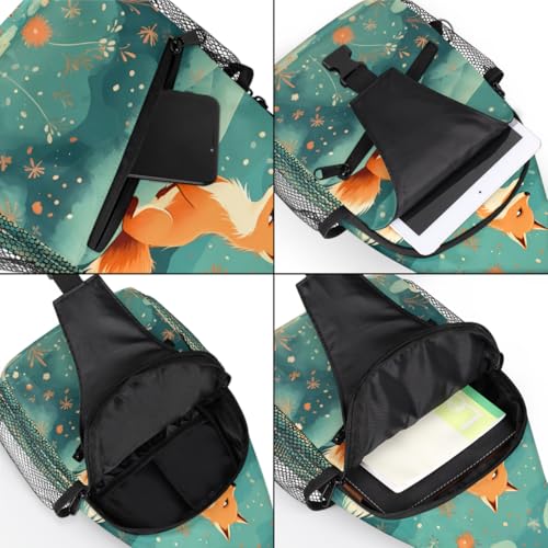 Fox Animals Sling Bags for Women Men, Waterproof Crossbody Sling Backpack Travel Outdoor Sports Chest Bag - color: White