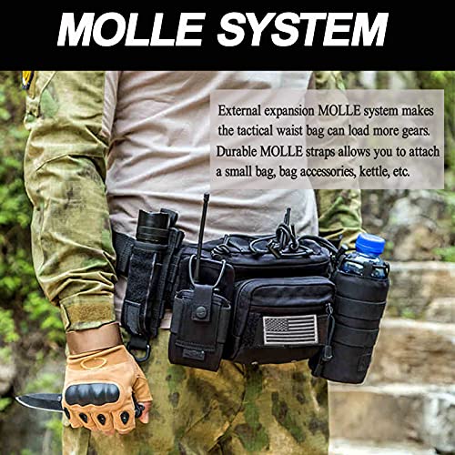 Tactical Fanny Pack, Military Waist Bag Hip Belt Bumbag Utility Bags for Outdoor Hiking Climbing Fishing with U.S Patch(Green) - color: 1 Pack Green