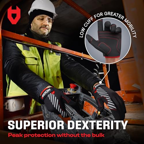 NoCry Utility Gloves for Men with Reinforced Fingers and Thumb Crotch; Double Stitched Palm and Touchscreen Tips; Breathable and Highly Flexible; — Ideal for Mechanics, Construction and Yard Work - size: Medium, style: Lite