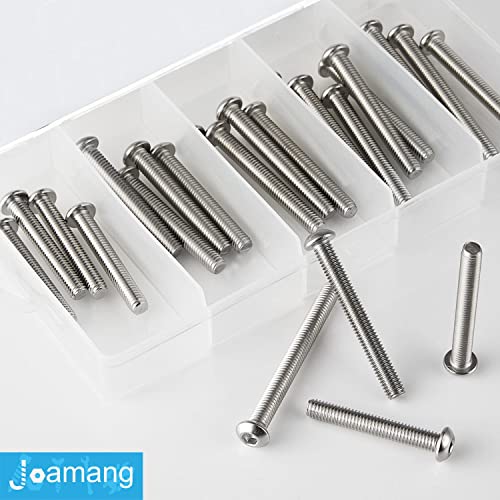 M5 x 40mm 45mm 50mm 55mm 60mm Button Head Socket Cap Screws Bolts, Stainless Steel 304, Metric Allen Hex Drive, Bright Finish, Fully Threaded, Assortment Kit 25PCS - size: Button M5x40-60 mm