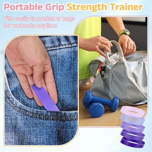 Finger Resistance Bands, Level Finger Grip Strengthener Grip Forearm Thumb Exerciser - color: Purple Series
