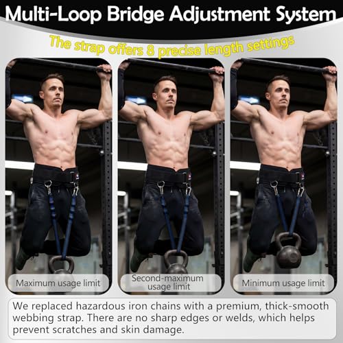 5 D-Rings Dip Belt with 30.7" Adjustable Nylon Strap for Pull Up | Weight Lifting weighted Gym Belts with Structured Back Supportfor Squat, Powerlifting & Deadlift