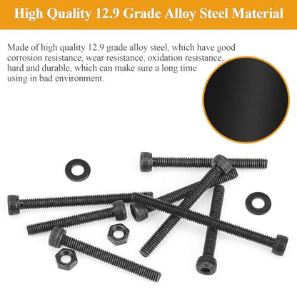 55 Pieces M4 x 30mm Socket Head Cap Screws, Thread Pitch 0.7mm, Sutemribor M4 Black Screws, 12.9 Grade Alloy Steel, Black Oxide Finish, Fully Threaded - size: M4 x 30mm, style: Socket Head