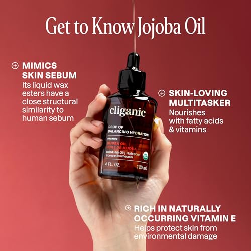 Cliganic Organic Jojoba Oil, 100% Pure (4oz) | Moisturizing for Face, Hair, Skin & Nails | Natural Cold Pressed Hexane Free | Base Carrier Oil (Pack of 2) - size: 4 Fl Oz (Pack of 2)