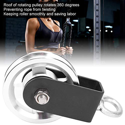 AstraLoom Fitness Equipment Bracket 95mm Aluminum Alloy Pulley Silent Hanging Wheel Heavy Duty Rotation Single Wheel Pulley Set for Home Gym DIY Building Sports Equipment