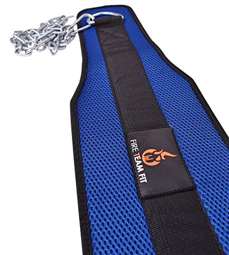 Weighted Belt with Chain, For Pullups, Dips, Weight Lifting, Powerlifting, & Cross Training - color: Blue