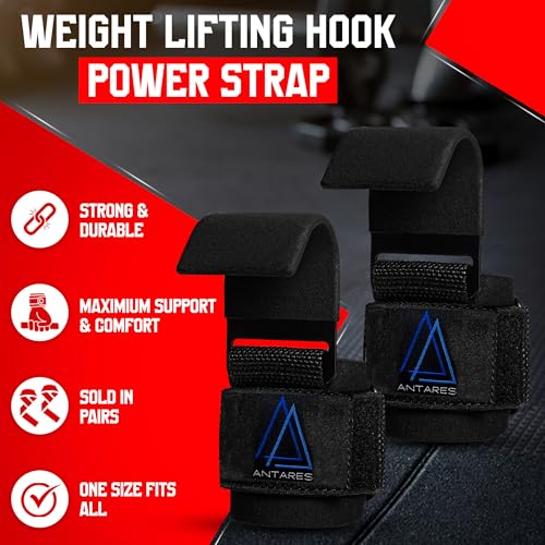 Weightlifting Hooks with Wrist Straps, Black, Padded Lifting Hooks for Men & Women, Heavy Duty, 700 lbs Capacity