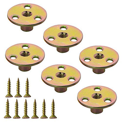 WMYCONGCONG 64PCS Iron Plate Nut Screw Set 5/16” Brad Hole Tee T-nut with Round Base Furniture Hardware Flange Insert Female Thread T-Nut with Mounting Screws Set (5/16" - 64Pcs) - size: 5/16”