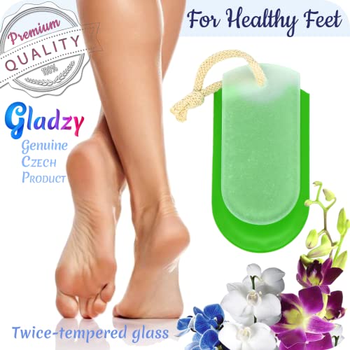 Czech Glass Foot File Callus Remover – Double Sided Etched, Different Grit Coarse & Fine Surfaces for Hard Skin & Cracked Heels, Professional Pedicure Tool, Washable Reusable, Made in EU