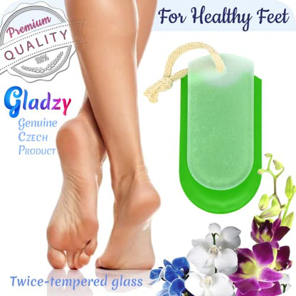 Czech Glass Foot File Callus Remover – Double Sided Etched, Different Grit Coarse & Fine Surfaces for Hard Skin & Cracked Heels, Professional Pedicure Tool, Washable Reusable, Made in EU