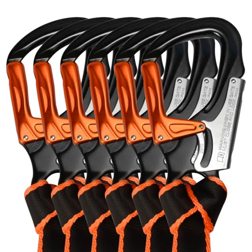 Arborist Speedline Kit 26" (6-Pack) - 29kN 1" Webbing & 35kN Double-Action Snap Hook, Heavy Duty Sling for Climbing, Rigging, Professional Tree Work Gear, Orange - color: orange-26inch-6pc