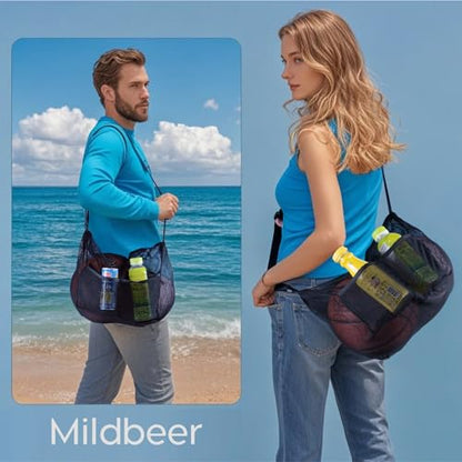Mildbeer Gym Tote Bag, Mesh Bag Crossbody Satchel 12x6x12 for Gym Beach Ball Games Training Camping Hiking Clothes Storage - color: Blue