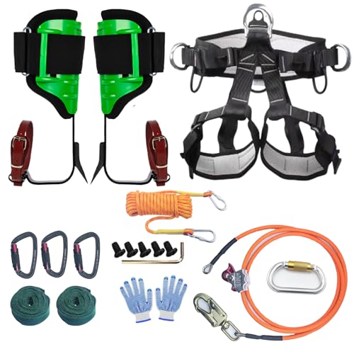 Tree Climbing Gear, Tree Climbing Spikes，Arborist Equipment for Climbers, Hunting, Fruit Picking ，Logging Etc - size: Tree Climbing Gear Green B