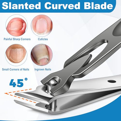 Toenail Clippers for Seniors Thick Toenails, Large Nail Clippers for Men Thick Nails with 16MM Wide Jaw Opening, Heavy Duty Sharp Slanted Fingernail Clipper Nail Cutter Gifts for Men Women Adults - style: Black Toenail Clippers Set