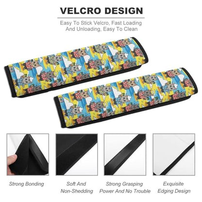 Universal Soft and Comfortable Beach Funny Cat Seat Belt Shoulder Pad for Girls and Boys, Most Cars, 2 Pack Seat Belt Covers Cushion Shock Absorption - color: Pattern 216